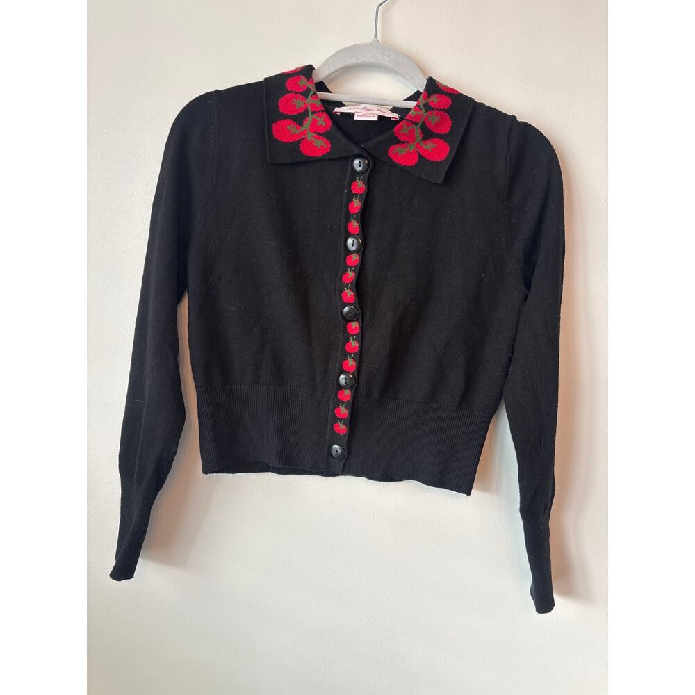 Lisa Says Gah Pomodoro Italian Black Cardigan  XS/S